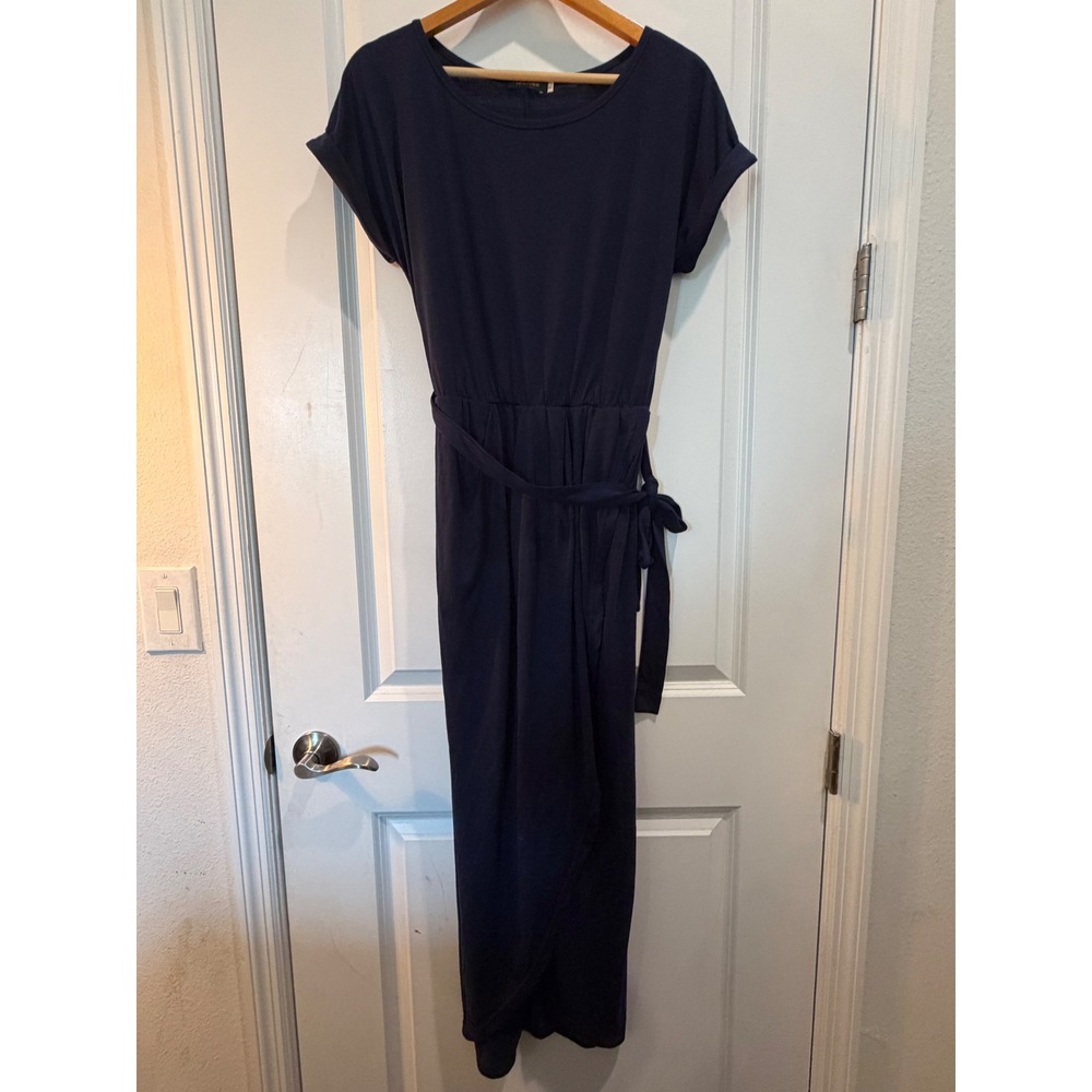 Vidarton Navy Blue Short Sleeve Wrap Tulip Hem Maxi Dress XL